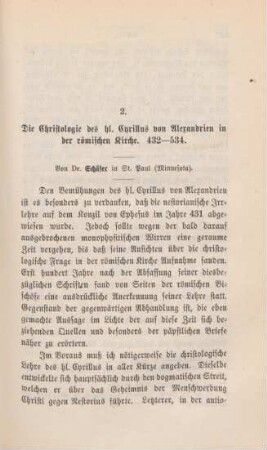 421-447 Die Christologie des hl. Cyrillus von Alexandrien in der römischen Kirche 432-534