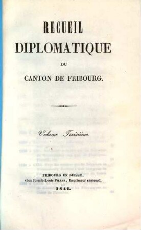 Recueil diplomatique du Canton de Fribourg, Vol. 3