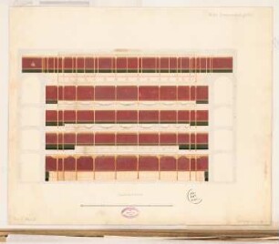 Theater, Berlin Schinkelwettbewerb 1861: Längsschnitt durch den Zuschauerraum; Maßstabsleiste
