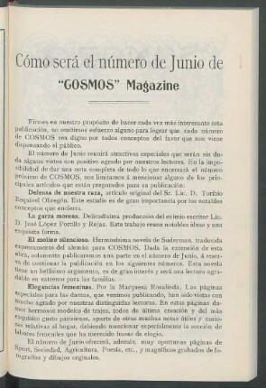Cómo será el número de Junio de "Cósmos" Magazine