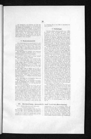 IV. Beschreibung, numerische und Gewichtsberechnung