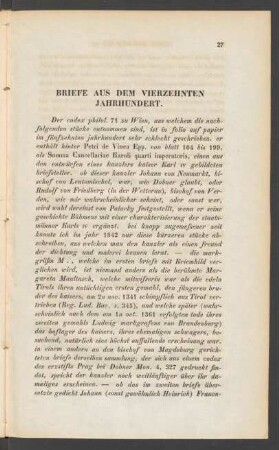 Briefe Aus Dem Vierzehnten Jahrhundert.
