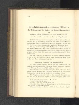 Die Affinitätskonstanten amphoterer Elektrolyte II.
