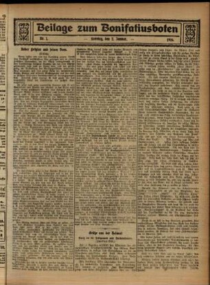 Zweite Ausgabe vom Sonntag, den 02. Januar 1916.