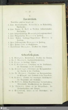 VI. Lehrerkollegium