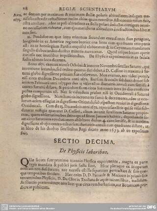 Sectio Decima