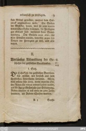 II. Vorläufige Abhandlung der Geschichte der geistlichen Beredsamkeit.