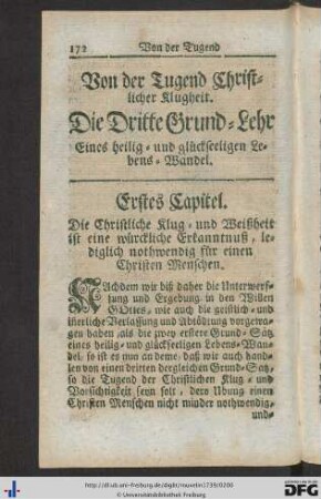 Von der Tugend Christlicher Klugheit.
