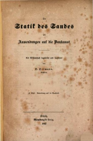Die Statik des Sandes mit Anwendung auf die Baukunst, 1. Statik des Sandes