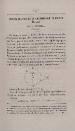 Division pratique de la circonference en parties égales.