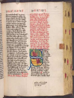 zum Ps 1: König David, thronend, mit Harfe (Malanweisung: psalter molt ein kunig siczend der ein harphen hat beatus vir)