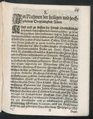S. Im Nahmen der heiligen und hochgelobten Dreyfaltigkeit/ Amen.