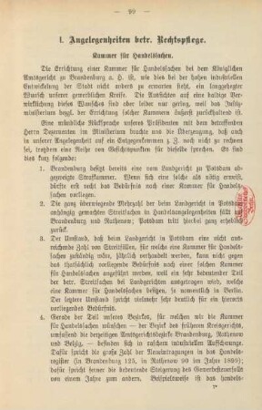 I. Angelegenheiten betr. Rechtspflege.