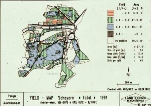 Yield Map Scheyern * total * 1991 (winter wheat, SEL-DGPS + GPS 8/12 - 8/19/91)