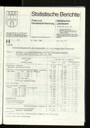 Kraftfahrzeugbestand und Zulassungen von fabrikneuen Kraftfahrzeugen : Lfd. Nr. 19