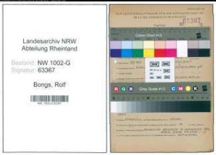 Entnazifizierung Rolf Bongs, geb. 05.06.1907 (Schriftsteller)