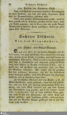 Sechster Abschnitt. Von den Eingemachten