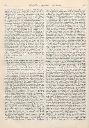 271-273 [Rezension] Eger, Karl, Luthers Auslegung des alten Testaments nach ihren Grundsätzen und ihrem Charakter untersucht an der Hand seiner Predigten über das 1. und 2. Buch Mose (1524 ff.)