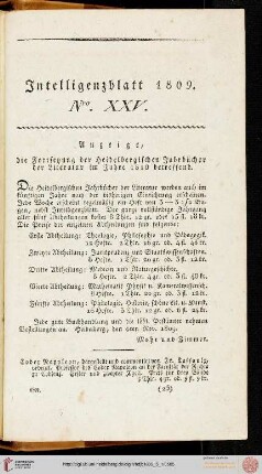 Intelligenzblatt Nro. XXV