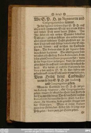 Vom Habit derer Cardinäle, wenn sie bey S. P. H. zur Audientz und Congegration gehen.