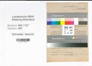 Entnazifizierung Heinrich Schneider , geb. 17.07.1898 (Forstaufseher)