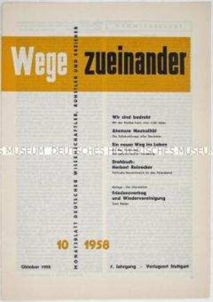 Mitteilungsblatt deutscher Wissenschaftler, Künstler und Erzieher u.a. zur atomaren Bedrohung und zur deutschen Frage