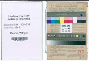 Entnazifizierung Wilhelm Daams , geb. 14.07.1906 (Stadtinspektor)