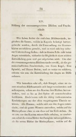 XIV. Bildung der zusammengesetzten Blützen und Fruchtstände. / XIV. Formation des fleurs et des fruits composés.