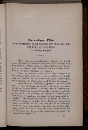 Die essbaren Pilze unseres Florengebietes, die mit schädlichen oder giftigen Arten nicht leicht verwechselt werden können.
