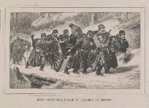 Dänische Soldaten retten eine Kanone beim Rückzug vom Danewerk (Februar 1864)