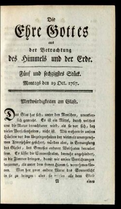 Fünf und sechzigstes Stück. Montags den 19 Oct. 1767
