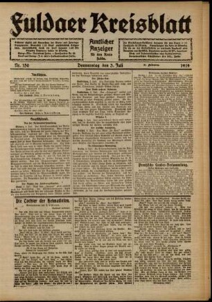 Ausgabe vom Donnerstag, den 03. Juli 1919.