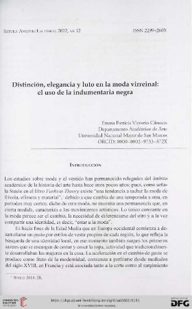 Distinción, elegancia y luto en la moda virreinal: el uso de la indumentaria negra