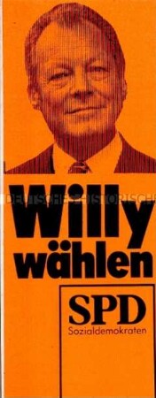 Aufkleber der SPD für die Wahl von Willy Brandt