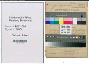 Entnazifizierung Albert Sahmel , geb. 21.03.1896 (Muehlenarbeiter)