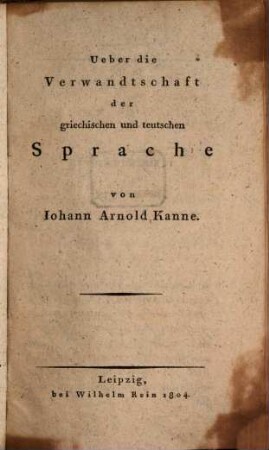 Über die Verwandtschaft der Griechischen und Deutschen Sprache