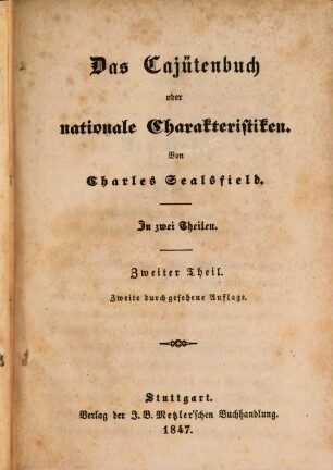 Gesammelte Werke, 15. Das Cajütenbuch oder nationale Charakteristiken ; 2