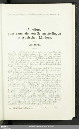 Anleitung zum Sammeln von Schmetterlingen in tropischen Ländern