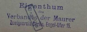 Zentralverband der Maurer Deutschlands. Zweigverein (Berlin) / Stempel