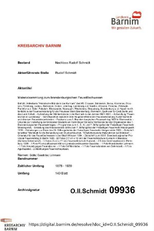 Materialsammlung zum brandenburgischen Feuerlöschwesen