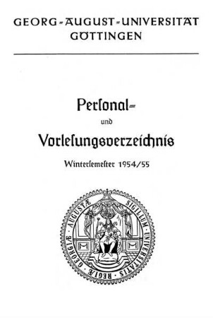 WS 1954/55: Personal- und Vorlesungsverzeichnis ...