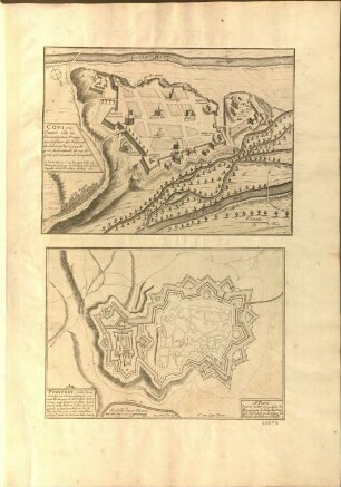 Coni ou Cuneo : Ville de Piemont, Située Presque au conflans des Rivieres de Gesse et Sture, a 44. degrez de Latitude et 29. degrez 30. minutes de Longitude ; Avec Privilege du Roy