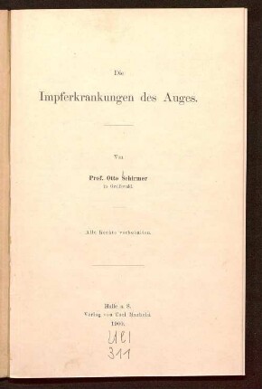 Die Impferkrankungen des Auges