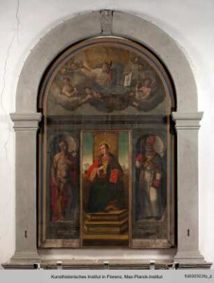 Heiliger Laurentius, Segnender Gottvater in Glorie, heiliger Sebastian und heiliger Zenobius
