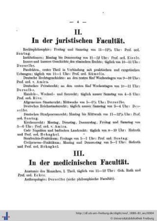 III. In der medicinischen Facultät.
