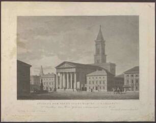 Ansicht der neuen Stadtkirche in Karlsruhe