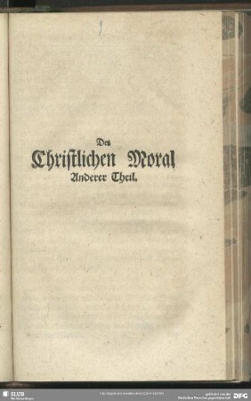 Der Christlichen Moral Anderer Theil