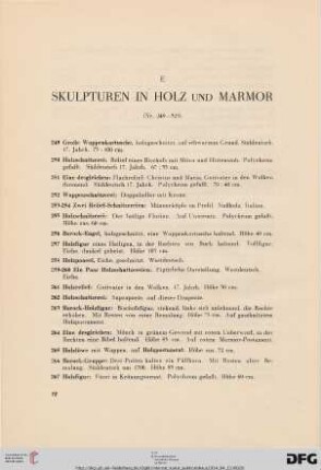 E. Skulpturen in Holz und Marmor (Nr. 249-325)