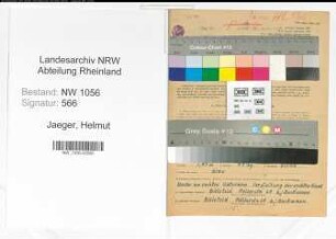 Entnazifizierung Helmut Jaeger , geb. 29.04.1911 (Arbeiter)