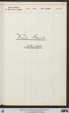 [fol. 384] Wintersemester 1901/02